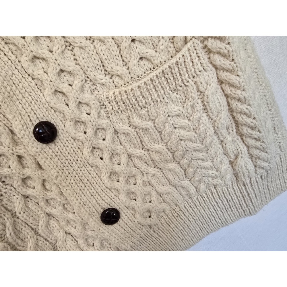 Carraig Donn Mens Size XL Wool Knit Fisherman Sweater Vest Ireland White - Picture 8 of 8